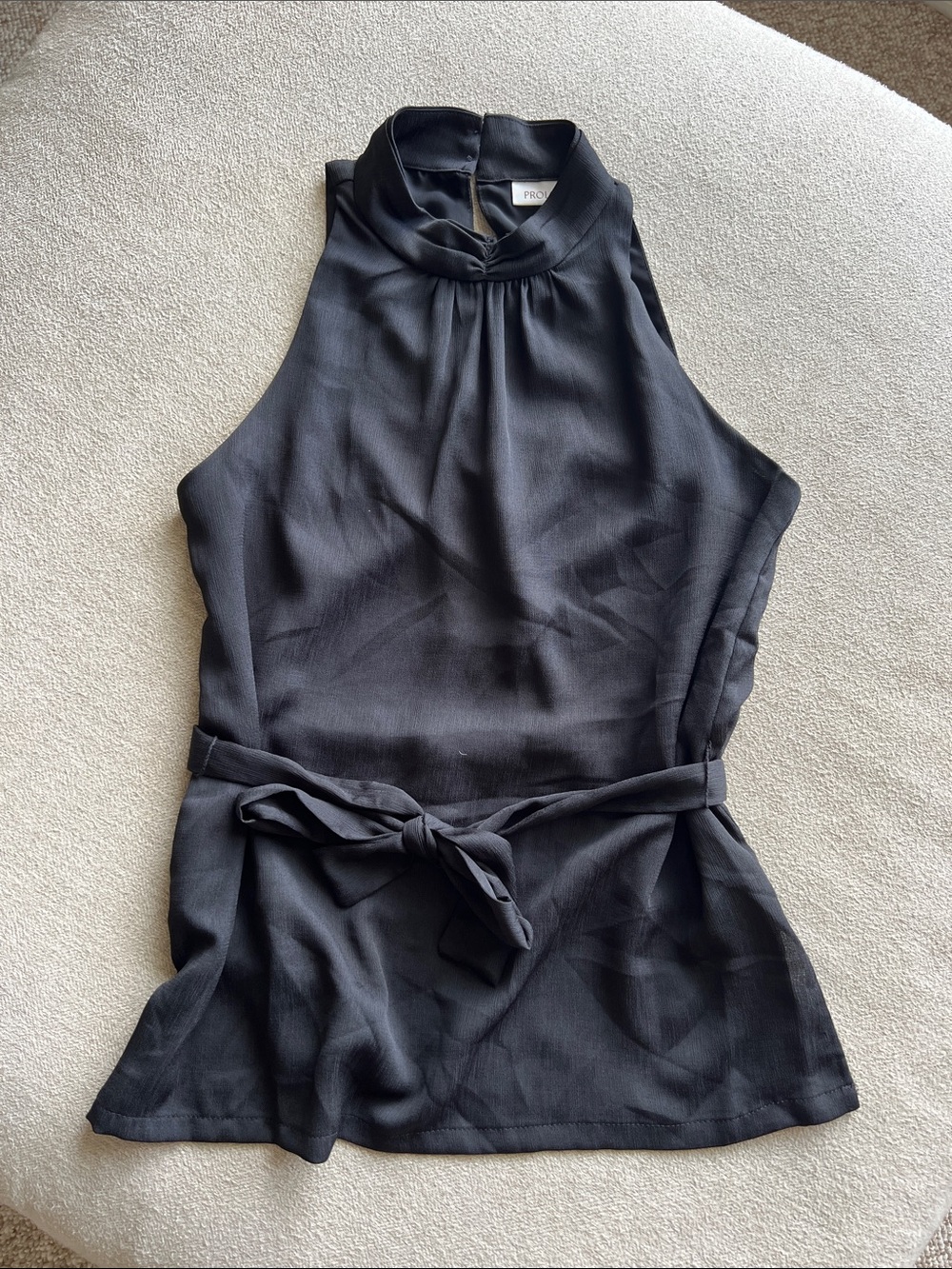 Prologue Black Halter Top with Tie Detail